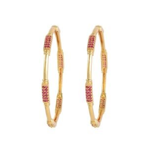 CUTE GOLD One Gram Gold Plated Traditional American Diamond Bangles for Women and Girls (4018)