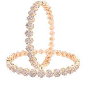 Ratnavali Jewels Brass Gold Plated AD American Diamond Cubic Zirconia Chudi Bangles for Women & Girls
