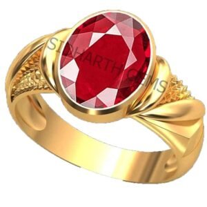 11.00 Ratti / 10.25 Carat Certified Natural Ruby Stone Gold Plated Adjustable Ring for Men and Women