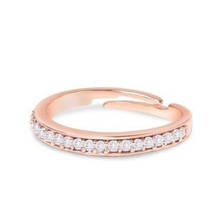 ZAVERI PEARLS Rose Gold Cubic Zirconia Contemporary Brass Sleek Adjustable Ring For Women-ZPFK10902