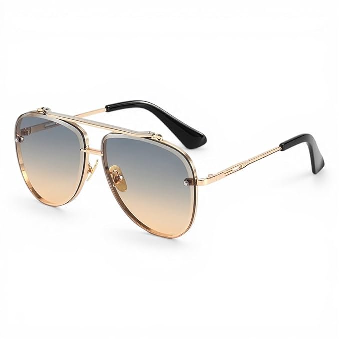 ELEGANTE UV Protected Driving Vintage Pilot Gradient Metal Body Aviator Sunglasses for Men and Women