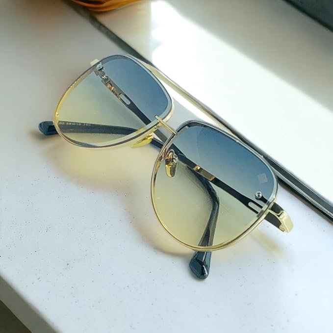 ELEGANTE UV Protected Driving Vintage Pilot Gradient Metal Body Aviator Sunglasses for Men and Women - Image 2