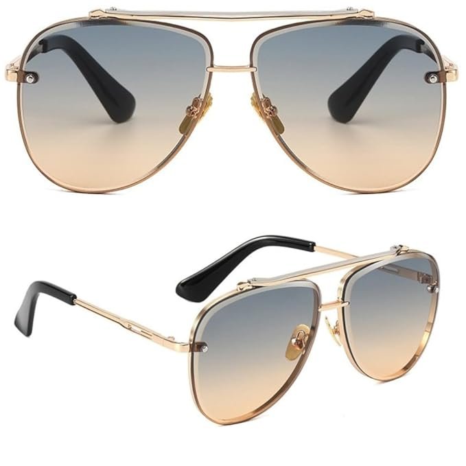 ELEGANTE UV Protected Driving Vintage Pilot Gradient Metal Body Aviator Sunglasses for Men and Women - Image 3