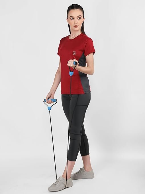 CHKOKKO Gym Tshirt for Women Workout Dry Fit t Shirt Sports Tshirt Lightweight Round Neck Breathable Half Sleeve Activewear Mesh Running Yoga Tops for Woman - Image 3