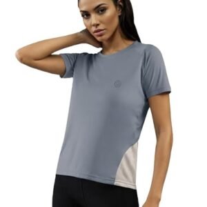 CHKOKKO Gym Tshirt for Women Workout Dry Fit t Shirt Sports Tshirt Lightweight Round Neck Breathable Half Sleeve Activewear Mesh Running Yoga Tops for Woman