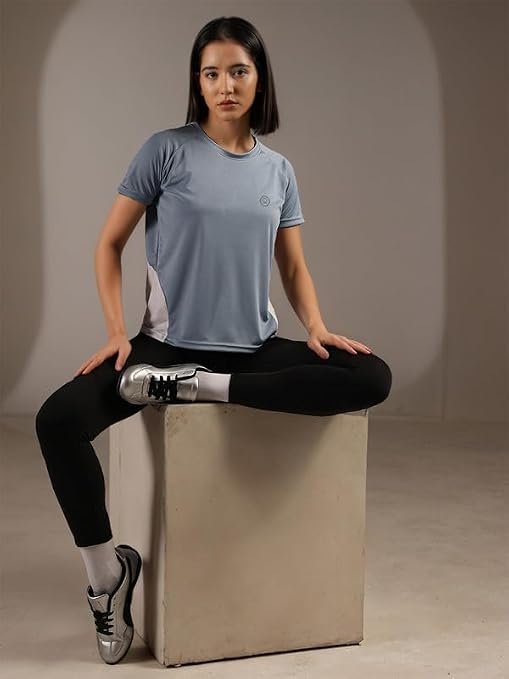 CHKOKKO Gym Tshirt for Women Workout Dry Fit t Shirt Sports Tshirt Lightweight Round Neck Breathable Half Sleeve Activewear Mesh Running Yoga Tops for Woman - Image 2