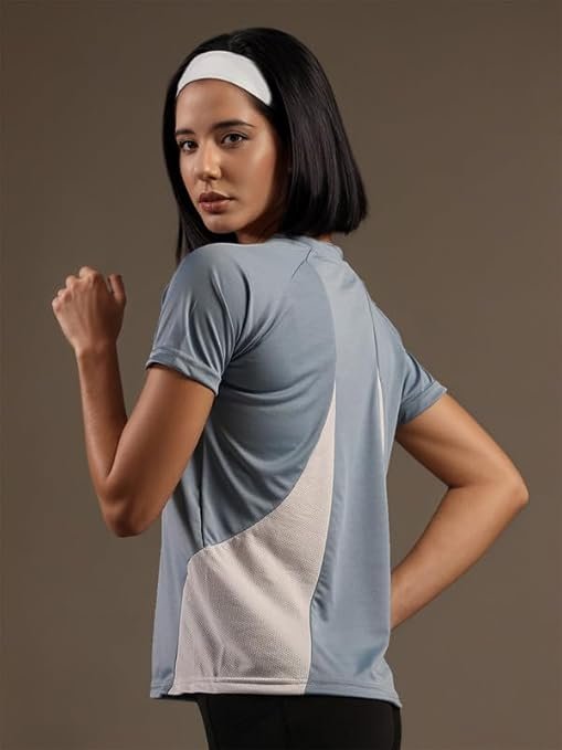 CHKOKKO Gym Tshirt for Women Workout Dry Fit t Shirt Sports Tshirt Lightweight Round Neck Breathable Half Sleeve Activewear Mesh Running Yoga Tops for Woman - Image 3