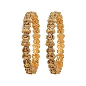 CUTE GOLD One Gram Gold Plated Traditional Antique Temple Stone Bangles for Women and Girls (4044)