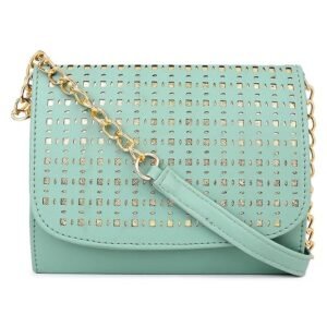 ADISA Crossbody Bag for Women - Laser Cut Sling Bag with Gold Chain, Stylish Women's Cross body Handbag for Girls, Faux Leather Shoulder Bag