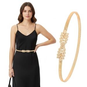 Zibuyu® Stylish Metal Rose Leaf Waist Chain for Woman - Gold Adjustable Stretchable Hip Belt for Saree & Women Dresses & Gown for Formal or Casual Outfits, Perfect Fashion Accessory