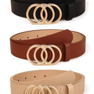 Shining Diva Fashion Leather Belts For Women And Girls 3 Pcs Combo Stylish Waist Belt For Dresses Jeans (16069Lb), Multicolour