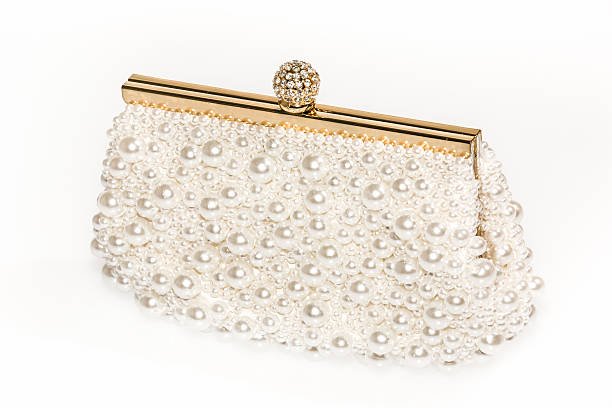 Lady Quinton Pearl and Rhinestone Evening Clutch Bag, Bridal Party Handbag with Chain Strap