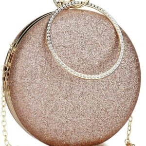 TOOBA Handicraft Women's Round Shape Clutch Bag Purse | Stylish Bag, Bridal Purse & Party Handbag Design with Ring Handle – Wedding & Special Occasion Clutch