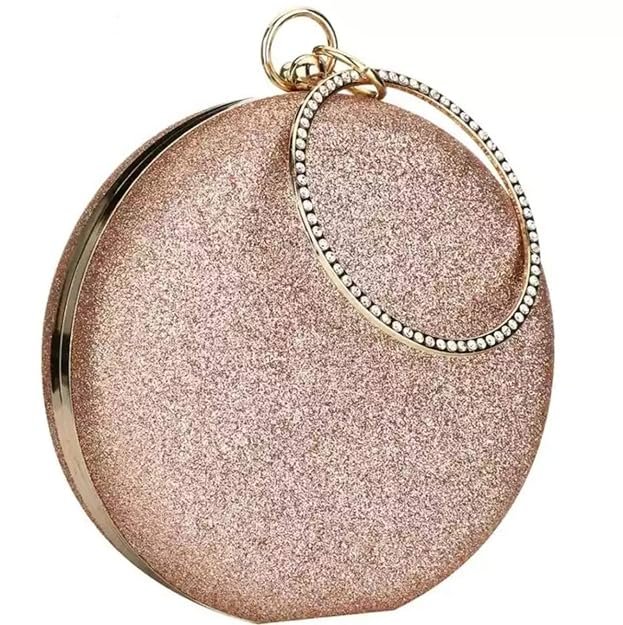 TOOBA Handicraft Women's Round Shape Clutch Bag Purse | Stylish Bag, Bridal Purse & Party Handbag Design with Ring Handle – Wedding & Special Occasion Clutch - Image 3