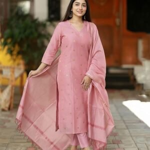 GoSriKi Kurta Sets for Women Rayon Viscose Printed | Kurta Pant Dupatta Set | Straight Kurti Set | V Neck 3/4 Sleeve Ethnic Outfit | Designer Indian Kurti Clothing with Pants Dupatta