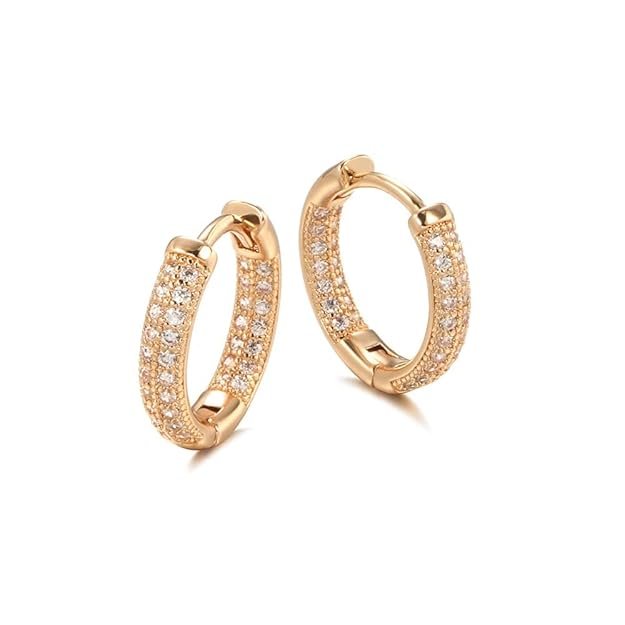 Shining Diva Fashion 18k Rose Gold Plated Latest Fancy Stylish Copper Zircon Bali Earrings for Women and Girls