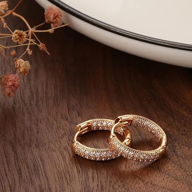 Shining Diva Fashion 18k Rose Gold Plated Latest Fancy Stylish Copper Zircon Bali Earrings for Women and Girls - Image 3