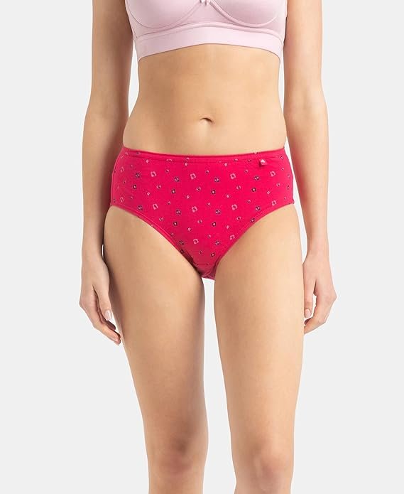 Jockey 1406 Women's High Coverage Super Combed Cotton Mid Waist Hipster with Concealed Waistband and Stay Fresh Treatment (Pack of 3_Colors & Prints May Vary) - Image 3