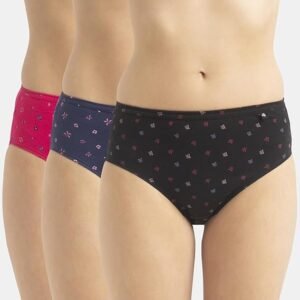 Jockey 1406 Women's High Coverage Super Combed Cotton Mid Waist Hipster with Concealed Waistband and Stay Fresh Treatment (Pack of 3_Colors & Prints May Vary)
