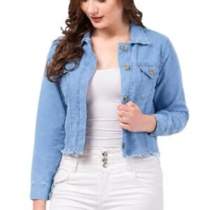 FUNDAY FASHION Womens Denim Standard Length Full Sleeve Solid Jacket