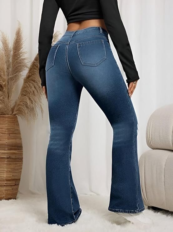 Ben Martin Women’s High Waist Jeans || Flared Bell Bottom Bootcut Pants || Wide Leg Stretch Denim – Perfect for Travel, Party & Everyday Use – Sizes 26–40 (2) - Image 2
