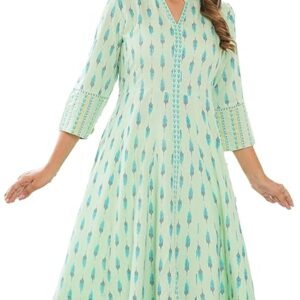 Yash Gallery Women's Rayon Relaxed Fit Anarkali Ikat Printed Kurta