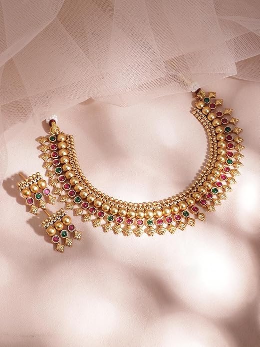 Rubans Gold Plated Necklace Set Traditional Statement Jewellery Gift for Women & Girls - Image 3