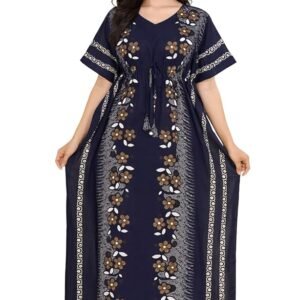 Bahumaan Pure Cotton Kaftan Nighty for Women | Kaftan Maxi for Women | Kaftan Night Gowns for Women | Cotton Nighty for Women Stylish |