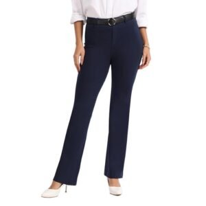 Blissclub AM:PM Air Flare Trousers Cotton for Women Above 5'5 ft Tall | Bootcut Trousers and Formal Pants for Women Office wear | Tailored fit