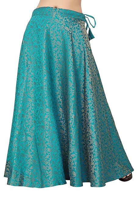 Studio Shringaar Women's Readymade Banarasi Brocade Maxi Skirt Lahenga Ghaghra.
