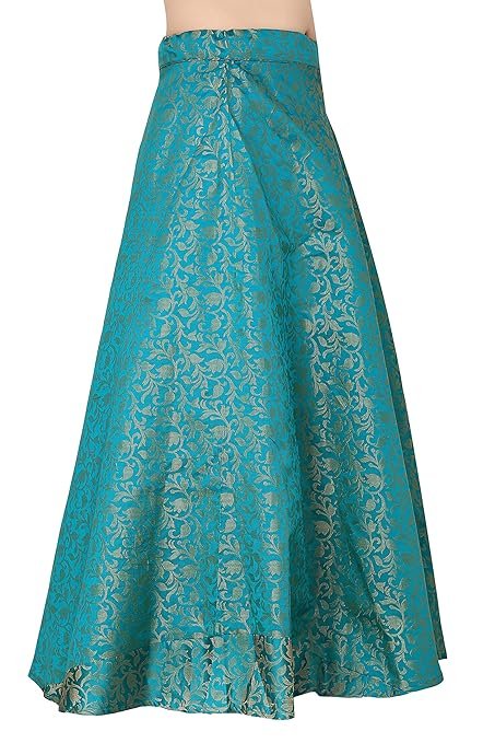 Studio Shringaar Women's Readymade Banarasi Brocade Maxi Skirt Lahenga Ghaghra. - Image 3