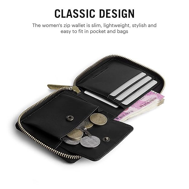 DailyObjects Women's Zip Wallet | Made with Vegan Leather Material | Carefully Handcrafted | Holds up to 8 Cards | Slim and Easy to Fit in Pocket | Coin Pocket with Button Closure | Carefully Handcrafted - Image 2