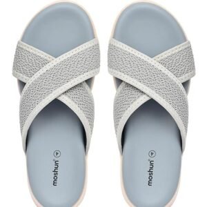 Visit the Moshun Store Moshun Women’s Criss Cross Sandals | Memory Foam Cushioned Open Toe Flat Heel Slip-On Casual Daily-Wear Footwear | Lightweight Anti-Skid TPR Sole Stylish X Strap Sandals for Womens